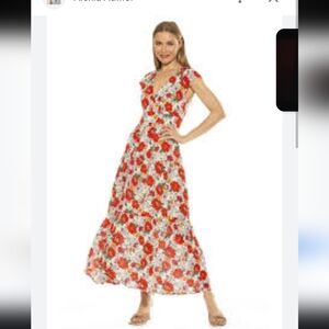 [ ALEXIA ADMORE] Women's size 6, "summer poppy" floral maxi tiered dress